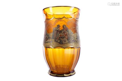 A LATE 19TH CENTURY BOHEMIAN AMBER GLASS VASE