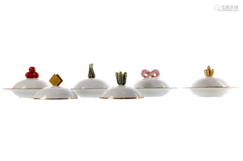 A SET OF SIX ROYAL WORCESTER FOR ASPREY HORS D'OEUVRES DISHES