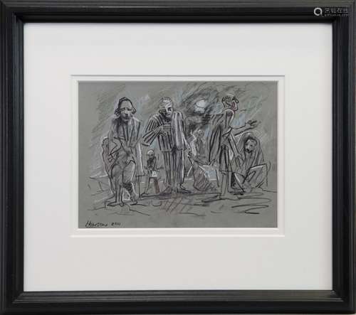 STUDY FOR PRISONERS OF WAR, A MIXED MEDIA BY PETER HOWSON