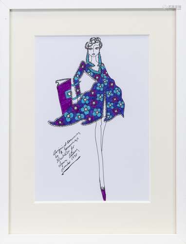 ORIGINAL ILLUSTRATION OF DESIGNS FOR LAURA ASHLEY, BY ROZ JENNINGS