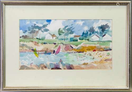 KERFANY-LES-PINS, BRITTANY, A WATERCOLOUR BY TOM SHANKS