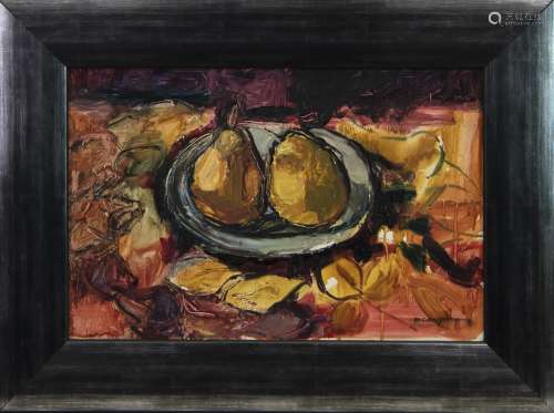 STILL LIFE WITH PEARS, AN OIL BY HILDA GOLDWAG