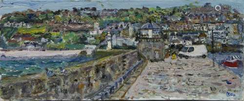 ST IVES, EMPTY CAR PARK, AN OIL BY LINDA WEIR