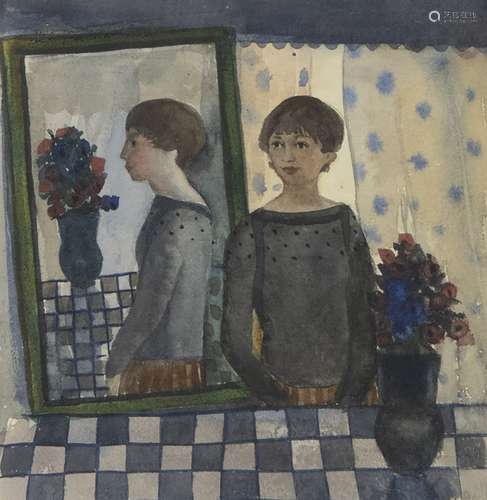 GIRL AND MIRROR, A WATERCOLOUR BY MARYSIA DONALDSON