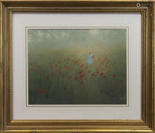 IN THE MEADOW, A PASTEL BY M CLARKE