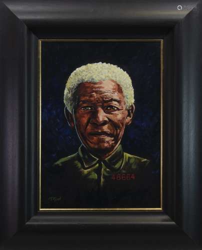 NELSON MANDELA, AN OIL BY GRAHAM MCKEAN