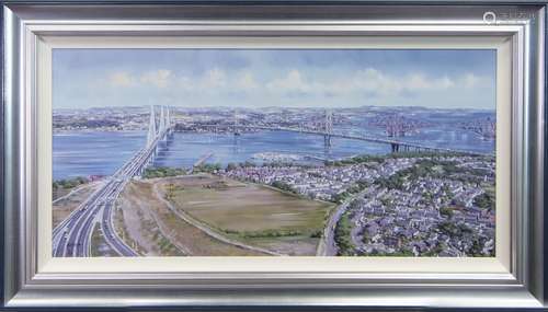 THE THREE BRIDGES, FIRTH OF FORTH, A PRINT BY ALLAN MORGAN