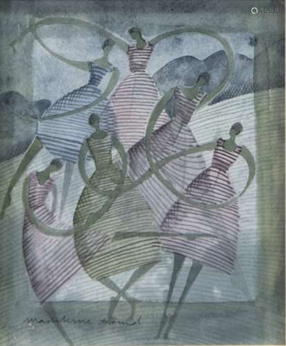 LINE DANCERS, A WATERCOLOUR BY MADELEINE HAND