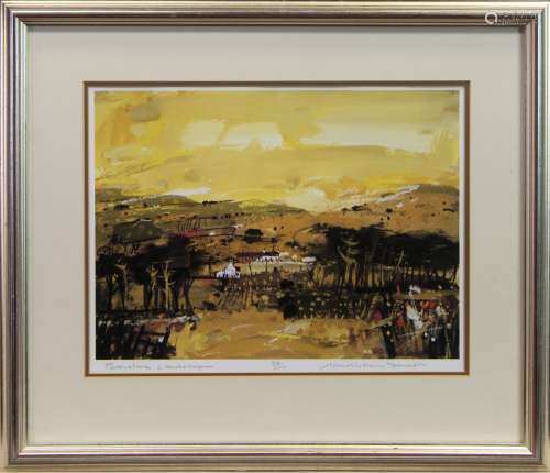 PERTHSHIRE LANDSCAPE, A SIGNED LTD EDITION LITHOGRAPH BY HAMISH MACDONALD