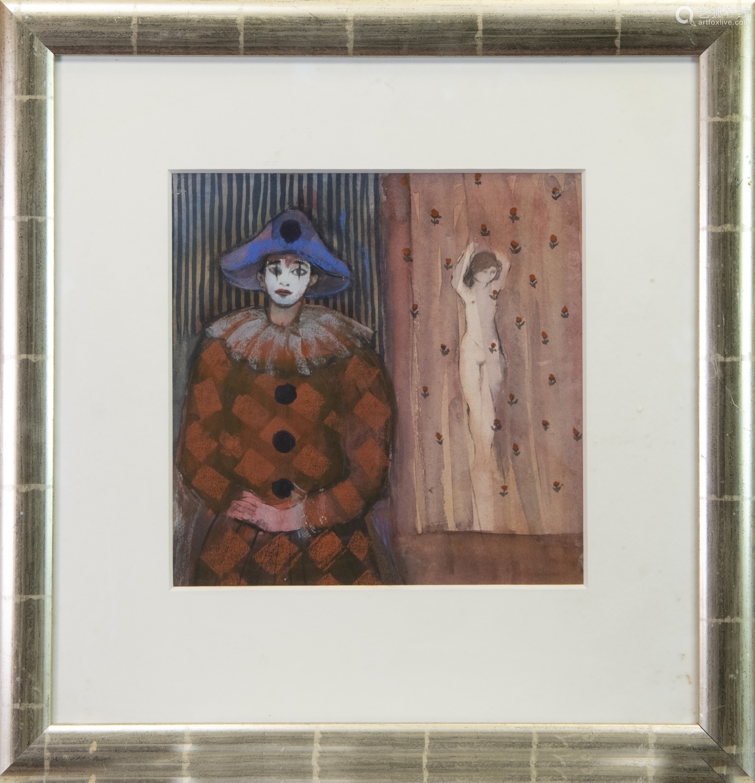 PIERROT AND NUDE, A WATERCOLOUR BY MARYSIA DONALDSON－【Deal Price Picture】