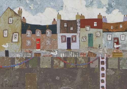 FISHERMAN'S ROW, A MIXED MEDIA COLLAGE BY MARGARETANN BENNETT