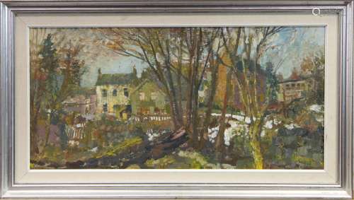 WINTER MORNING, KILBARCHAN, AN OIL BY WILLIAM BIRNIE