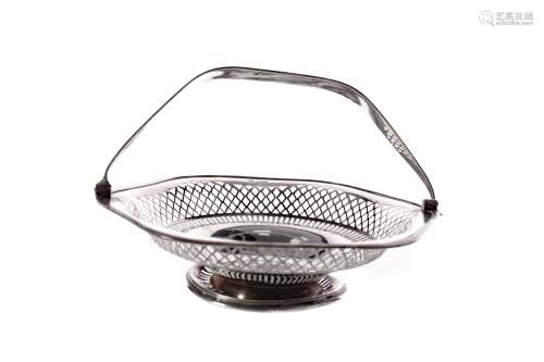 AN EARLY 20TH CENTURY SILVER BASKET ALONG WITH AN EGG CUP