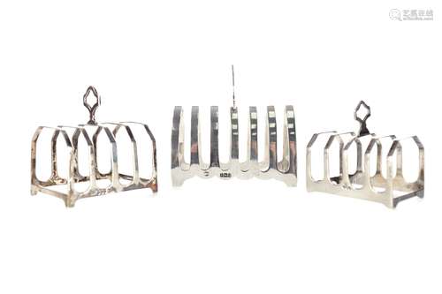 A LOT OF THREE SILVER TOAST RACKS