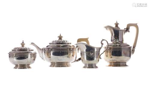 A GEORGE V SILVER FOUR PIECE TEA SERVICE