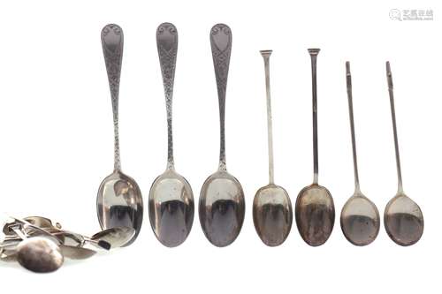 A LOT OF FOUR SETS OF SILVER SPOONS