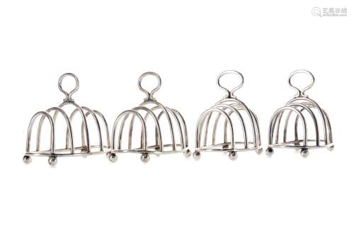 A SET OF FOUR SILVER FIVE BAR TOAST RACKS