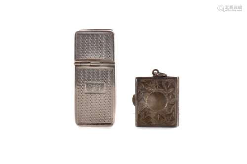 A VICTORIAN SILVER PILL BOX AND A SILVER STAMP BOX