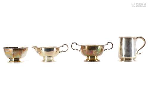 A GEORGE V SILVER CUP ALONG WITH OTHER SILVER