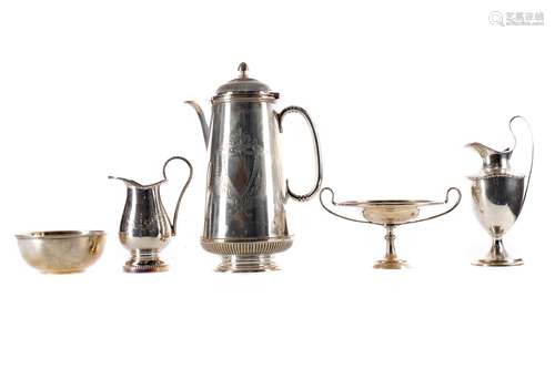 A SILVER SUGAR CASTER AND OTHER ITEMS