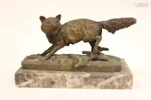 19th.C Bronze Fox by P.G.MENE