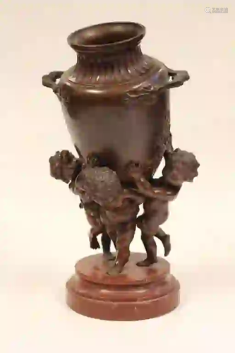 Bronze of Cupids Carrying Vase, After Moral,19th.C