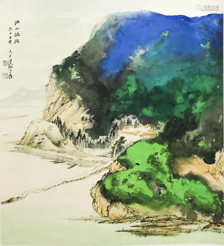 张大千 泼彩山水