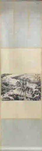 Chinese Ink Color Landscape Painting w Calligraphy