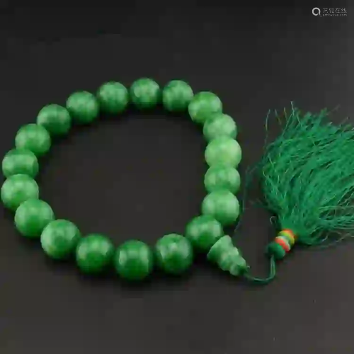 Chinese Green Jadeite Beads Prayer Bracelet