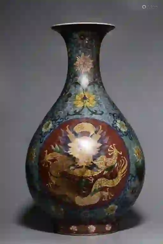 Chinese Enamel Porcelain Yuhu Vase,Mark