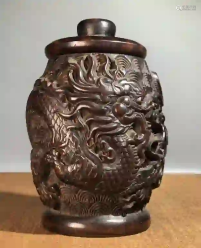 Chinese Wood Carved Tea Candy , Dragon Pattern