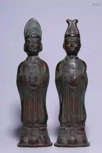 Pair of Chinese Bronze Figurals