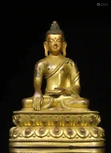 Late Qing Chinese Gilt Bronze Buddha