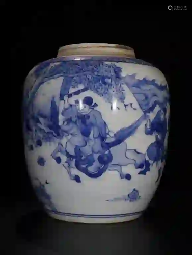 Chinese Blue and White Hand Paint Porcelain Jar