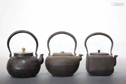 Three Asian Iron Teapot