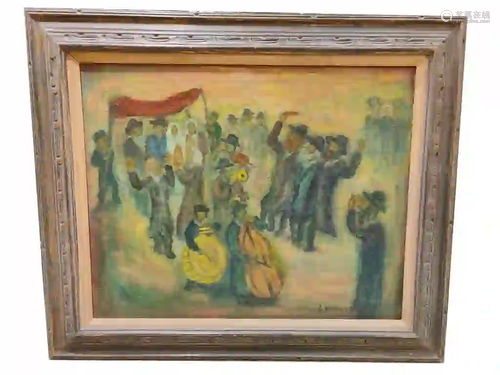 Signed, Jewish Oil Painting on Canvas