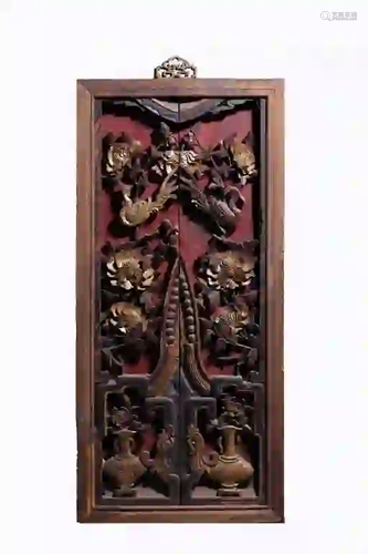 Qing Chinese Lacqure Wood Panel