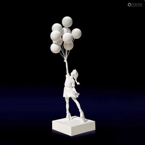 BANKSY(Brandalism) 2018年 Flying Balloon Girl 飞行气球女孩（白色） 宝丽石