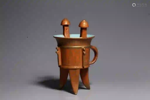 Qing Chinese Copper Red Tripod Vessel