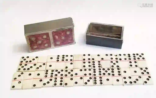 Vintage Travel Miniature Bone Dominoes