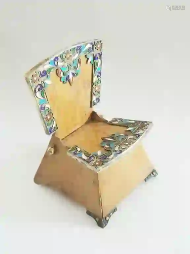 19C Russian Birch Silver Enamel Salt Throne