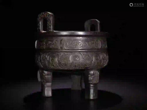 Chinese Zitan Wood Carved Tripod Burner