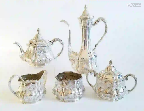 Fine19C Sterling Silver Gorham Coffee/Tea Set