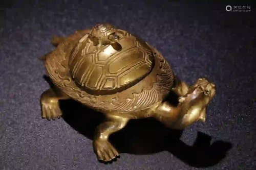 Chinese Gilt Bronze Turtle Washer