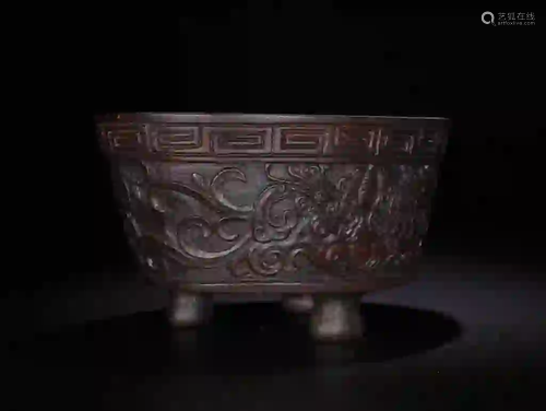 Chinese Bamboo Carved Footed Washer