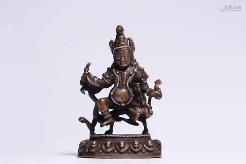 Qing Chinese Bronze Guanyin,silver Inlaid