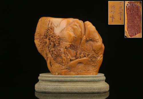 A Tianhuang Stone Figure-Story Brush Pot Seal With Mark
