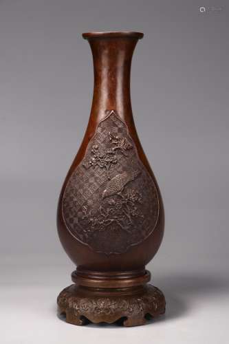 A Bronze Floral&Bird Vase