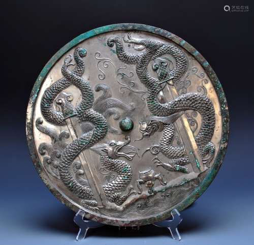 A Bronze Ware Dragon Pattern Mirror