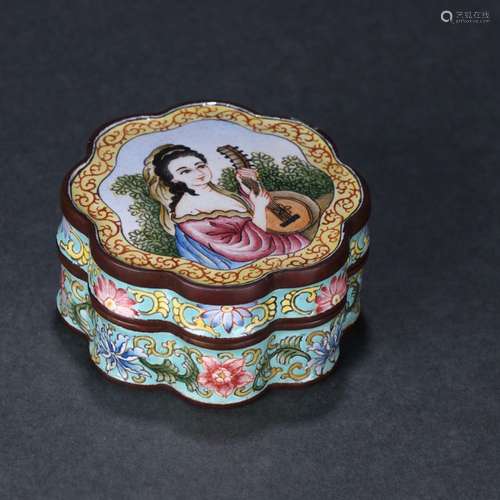 An Enameled Figure Ink Box